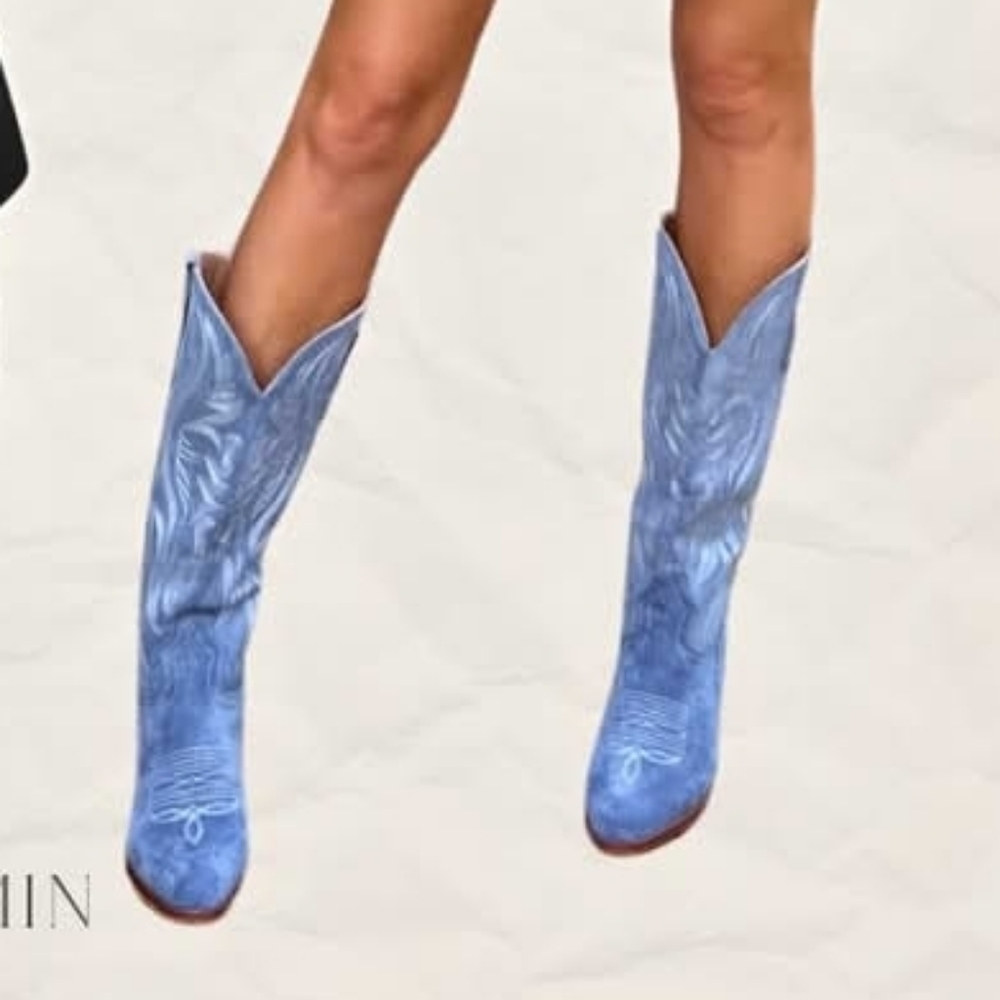 Denim Blue Western Boots Size 6 New